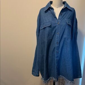 Blue Denim Button-Up Shirt dress
